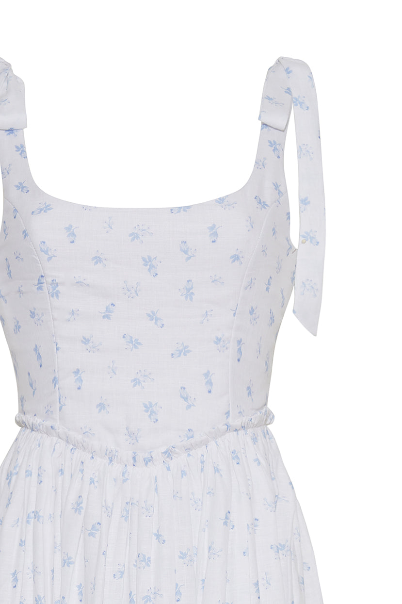 Marie Dress in Ditsy Blue Floral