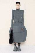 MELANGE FOAMY SHOULDER CARDIGAN