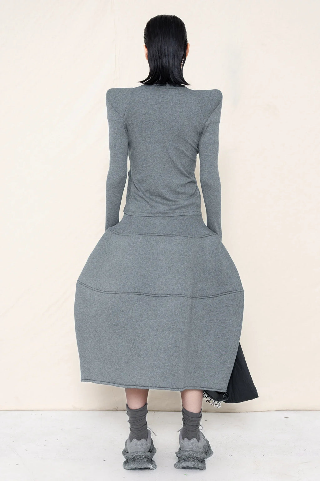 MELANGE FOAMY SHOULDER CARDIGAN