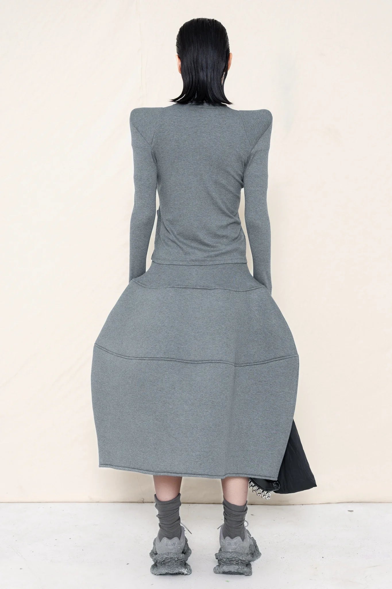MELANGE FOAMY SHOULDER CARDIGAN
