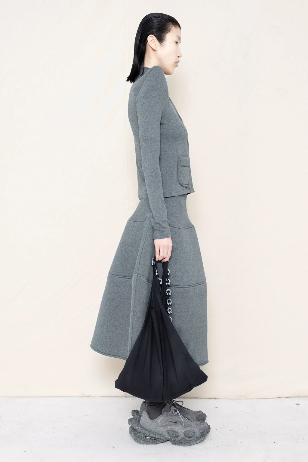 MELANGE FOAMY SHOULDER CARDIGAN