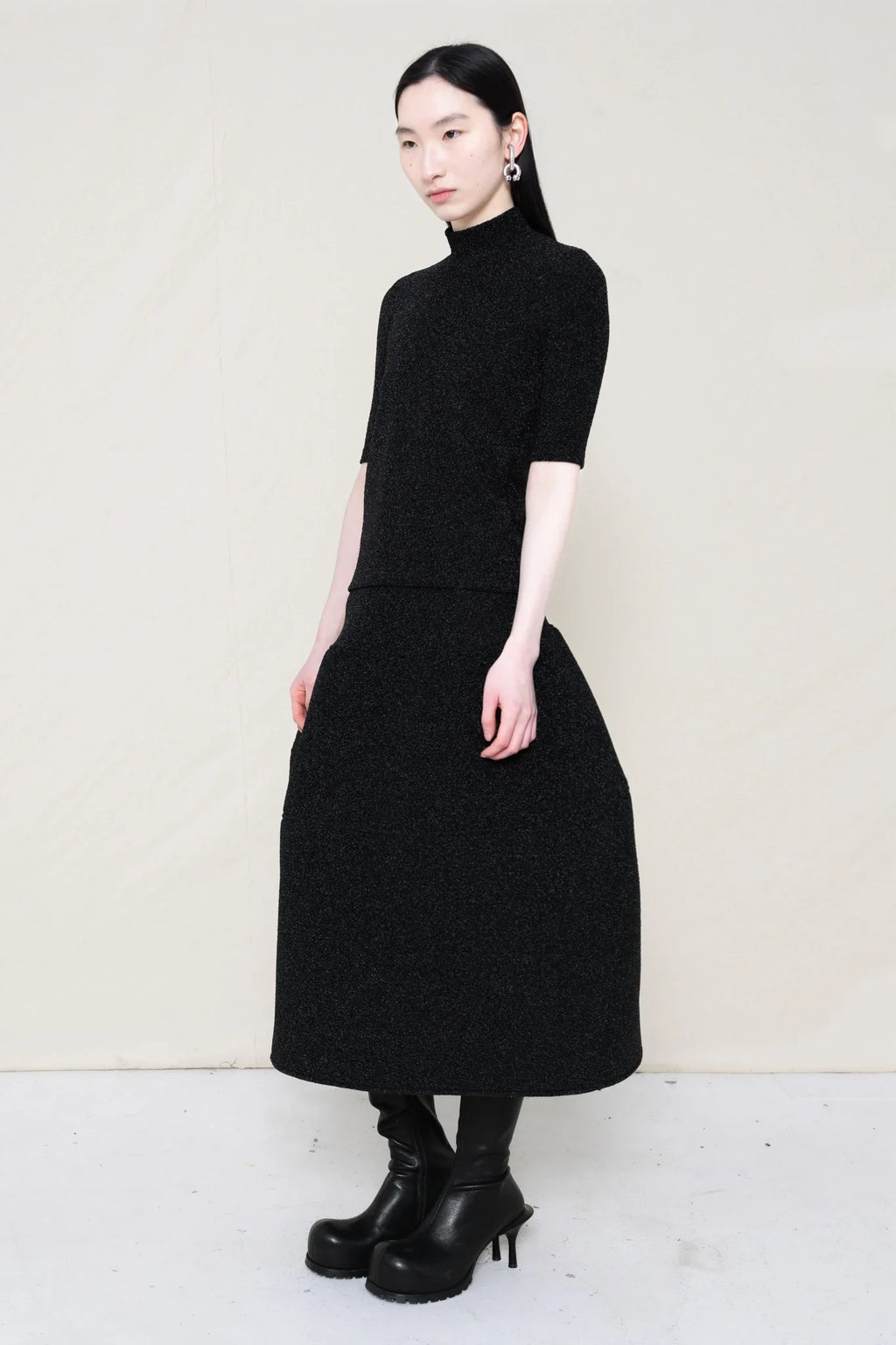 GLITTER BLACK BABY MOCK NECK