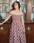 Lettie Dress in Terracotta Trellis