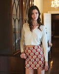 Alice Mini Skirt in Terracotta Trellis