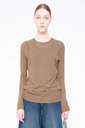 OLIVE BEIGE LONG SLEEVE DOUBLE TOP