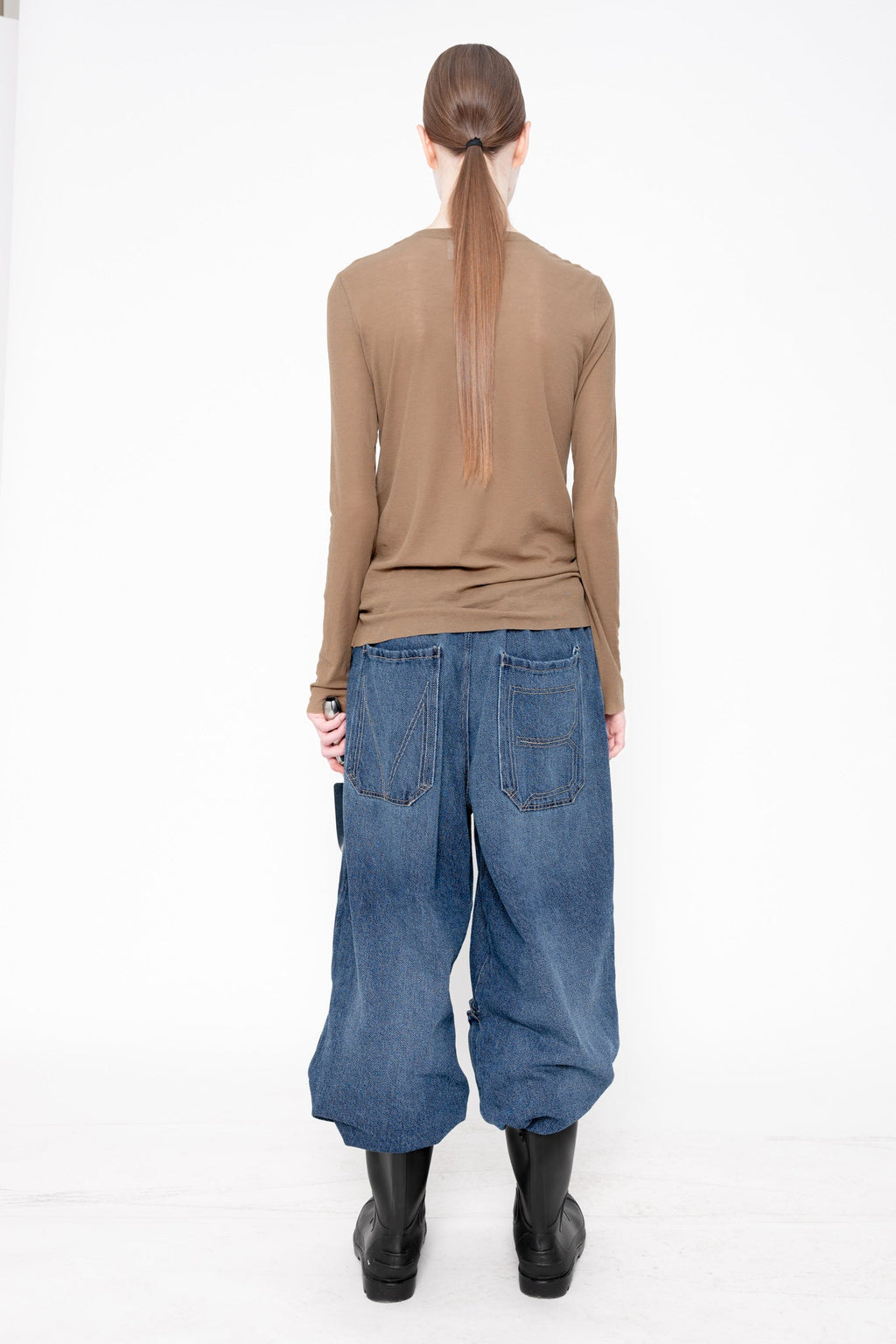 OLIVE BEIGE LONG SLEEVE DOUBLE TOP