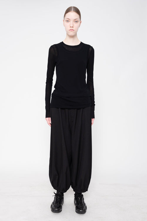 BLACK LONG SLEEVE DOUBLE TOP