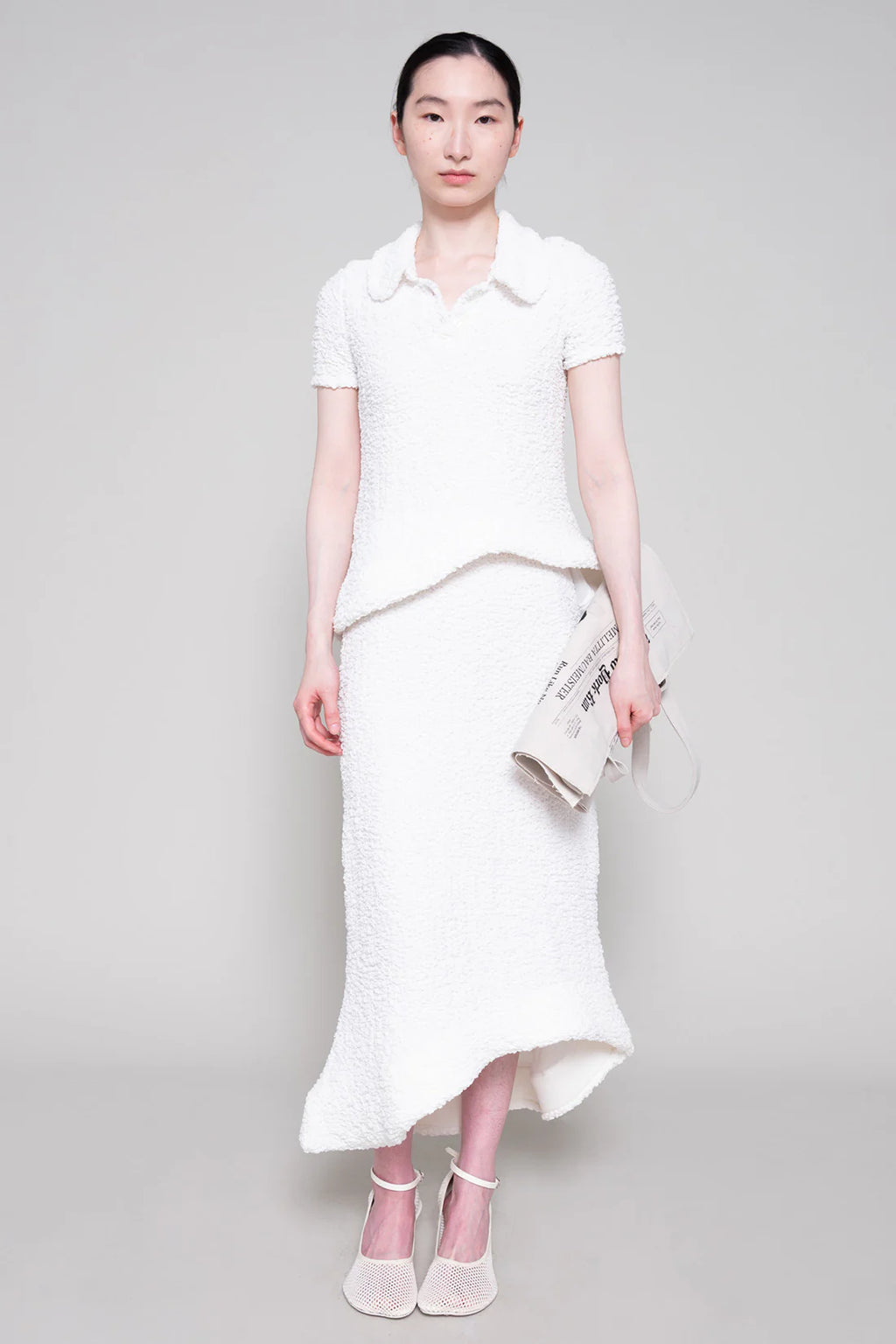 WHITE WAVY FOAM HEM POLO