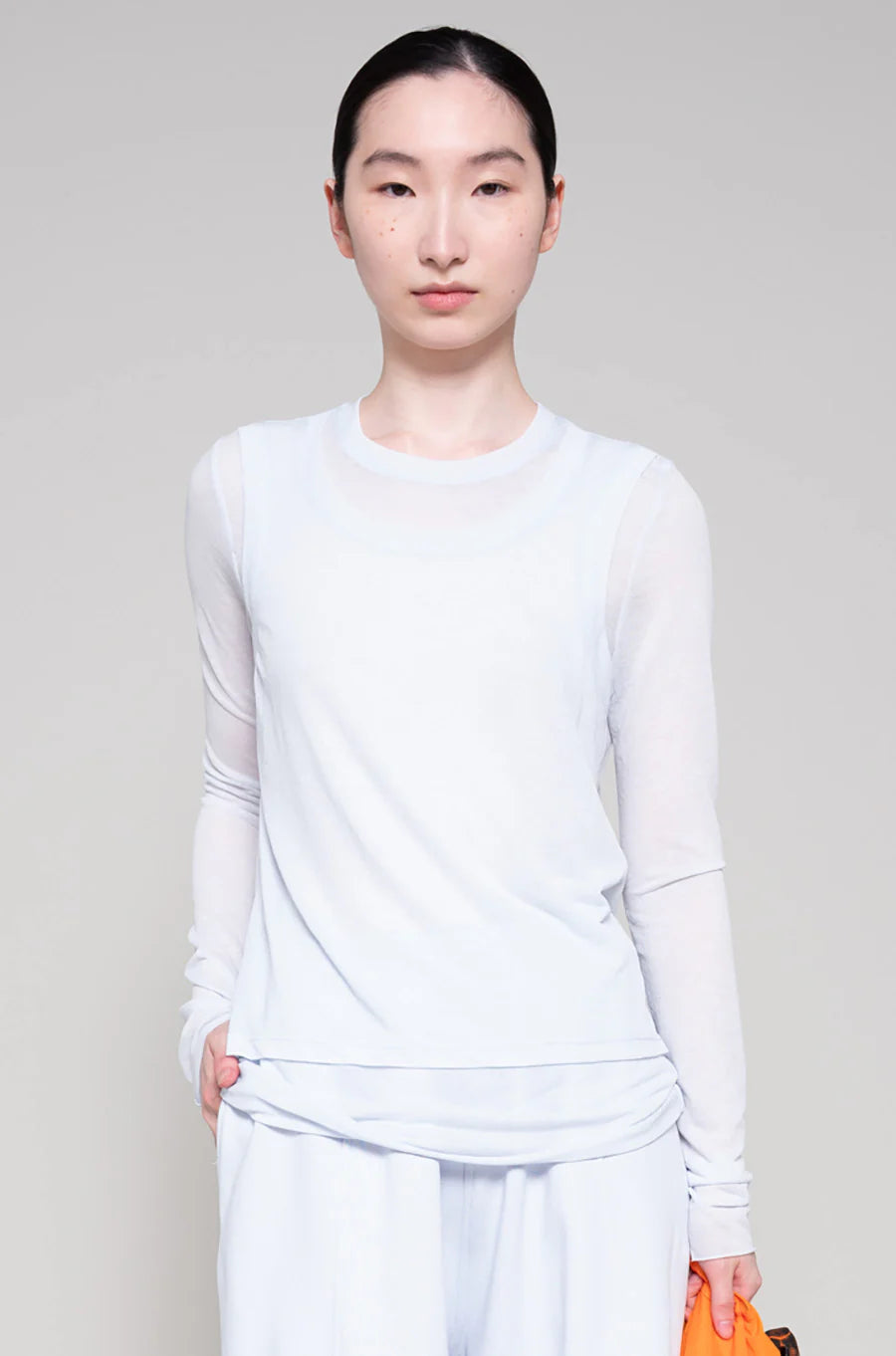 SOFT BLUE LONG SLEEVE DOUBLE TOP