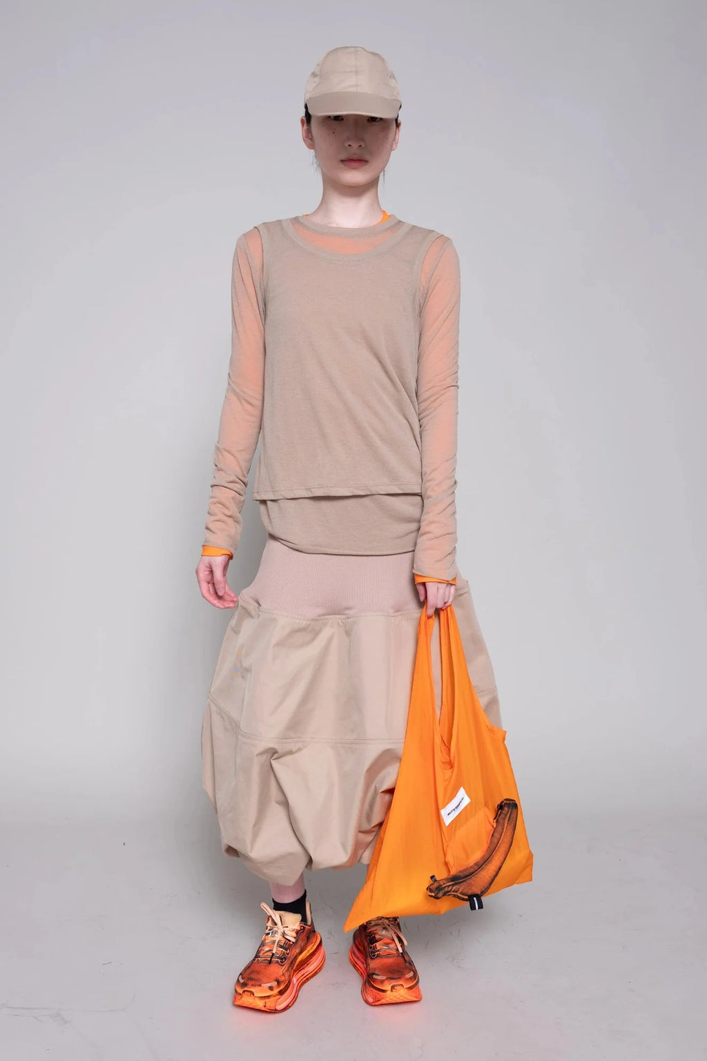 BEIGE LONG SLEEVE DOUBLE TOP