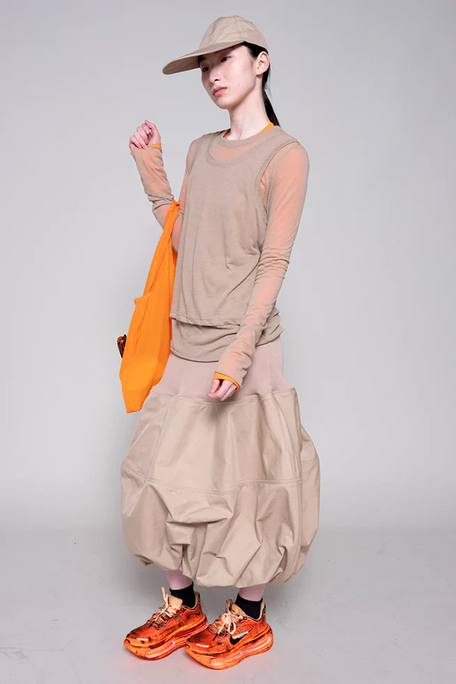 BEIGE LONG SLEEVE DOUBLE TOP