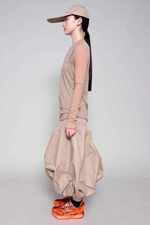 BEIGE LONG SLEEVE DOUBLE TOP