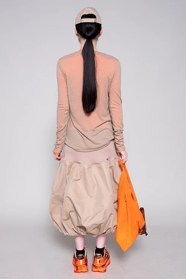 BEIGE LONG SLEEVE DOUBLE TOP