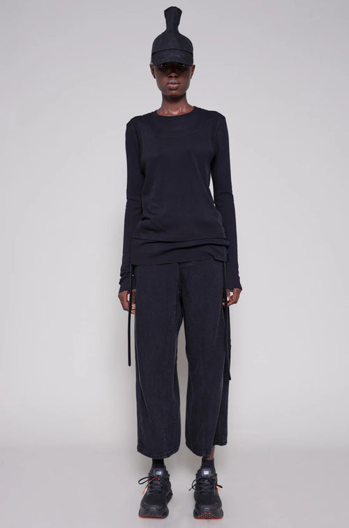 BLACK LONG SLEEVE DOUBLE TOP