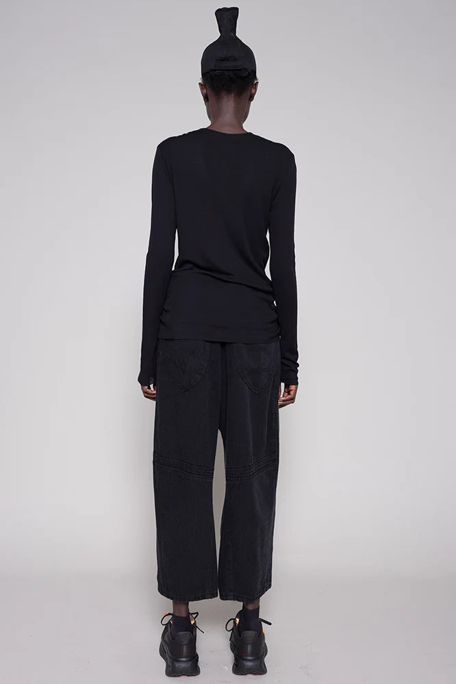 BLACK LONG SLEEVE DOUBLE TOP