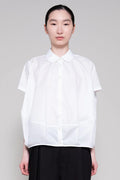 WHITE ROUND COLLAR COCOON SHIRT