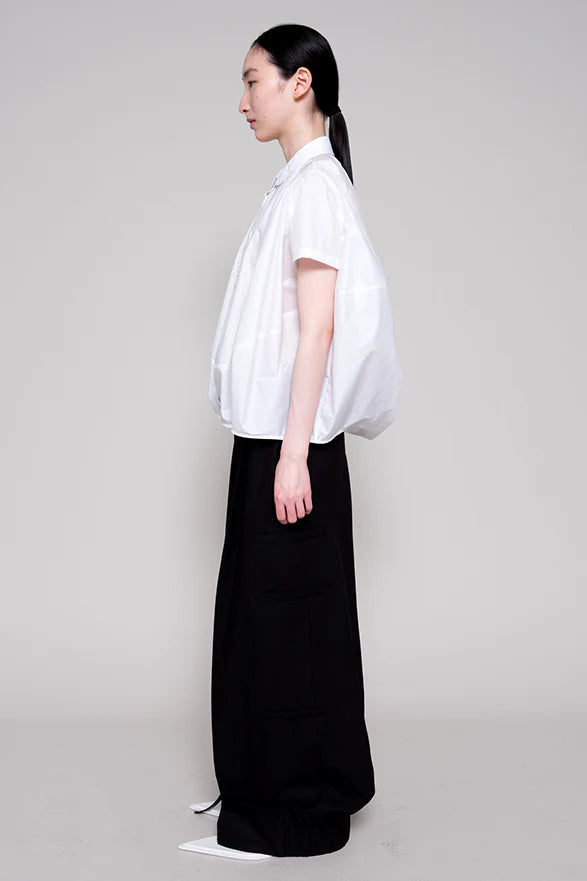WHITE ROUND COLLAR COCOON SHIRT