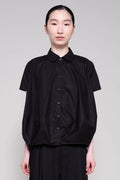 BLACK ROUND COLLAR COCOON SHIRT