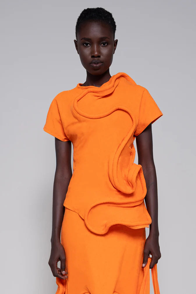 ORANGE SWIRLY TOP