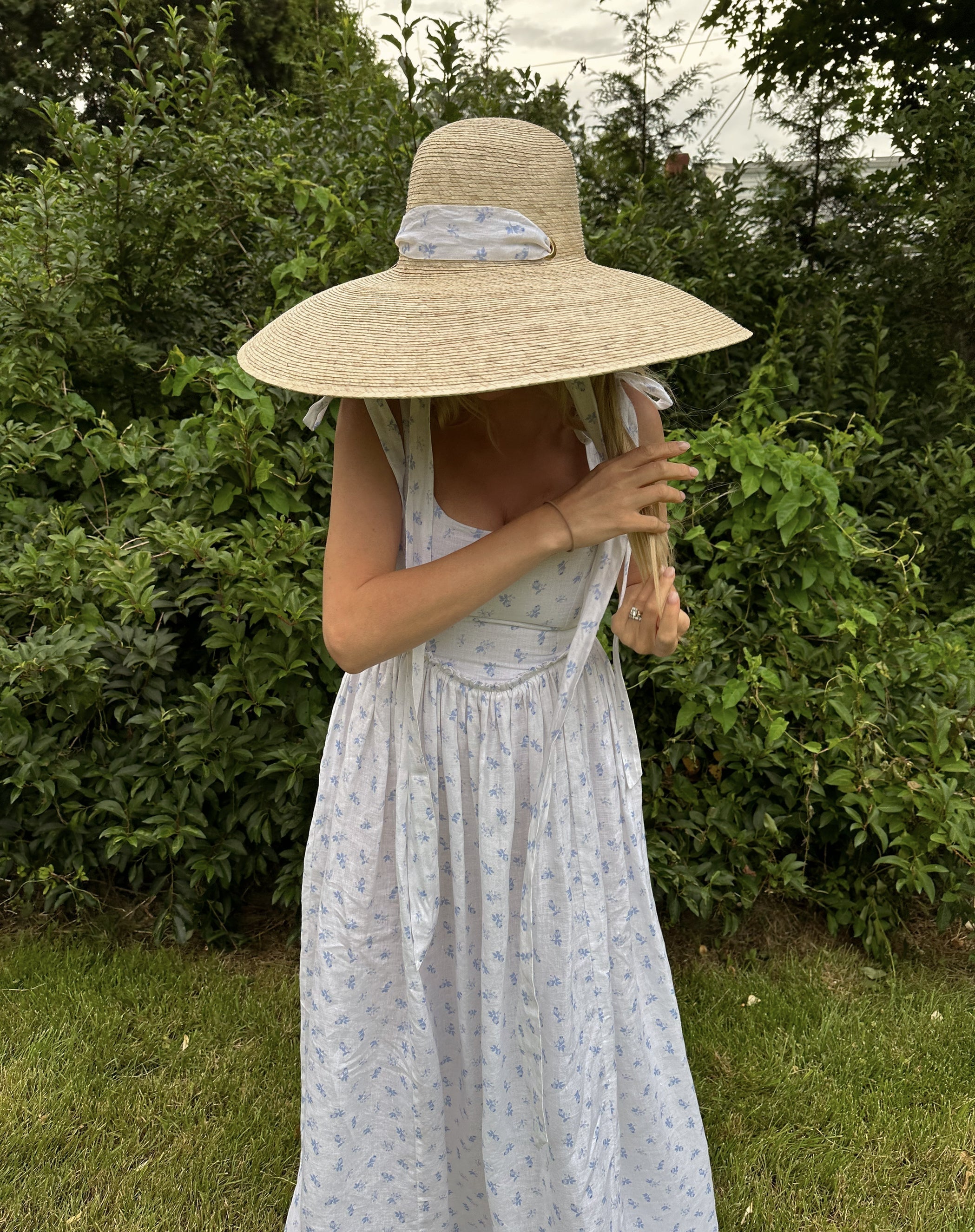 Marie Dress in Ditsy Blue Floral